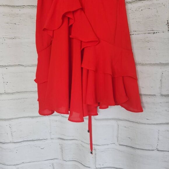 Saints + Secrets Red Ruffle Sleeveless Mini Dress Womens Size Small - Picture 4 of 14